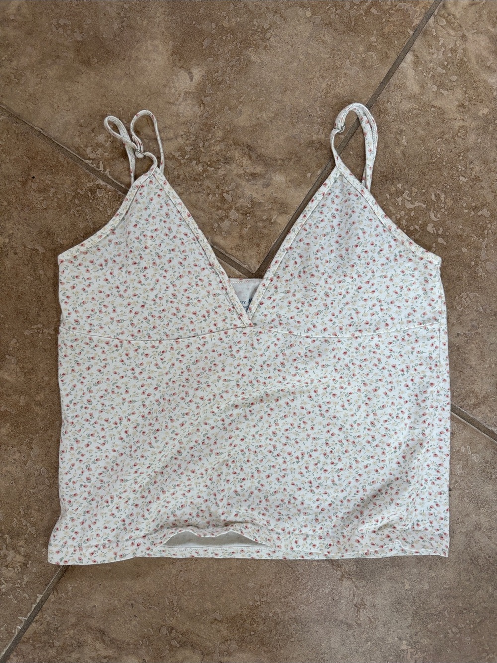 Brandy Melville White Floral Spaghetti Strap Cami